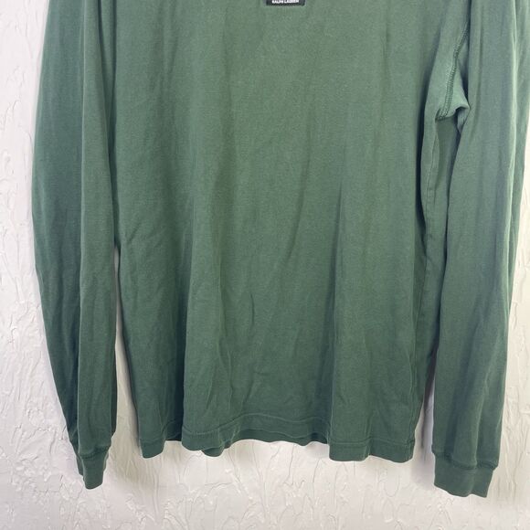Polo Jeans Company Shirt Mens Medium Green Henley Long Sleeve Y2K Ralph RR T - Picture 3 of 10